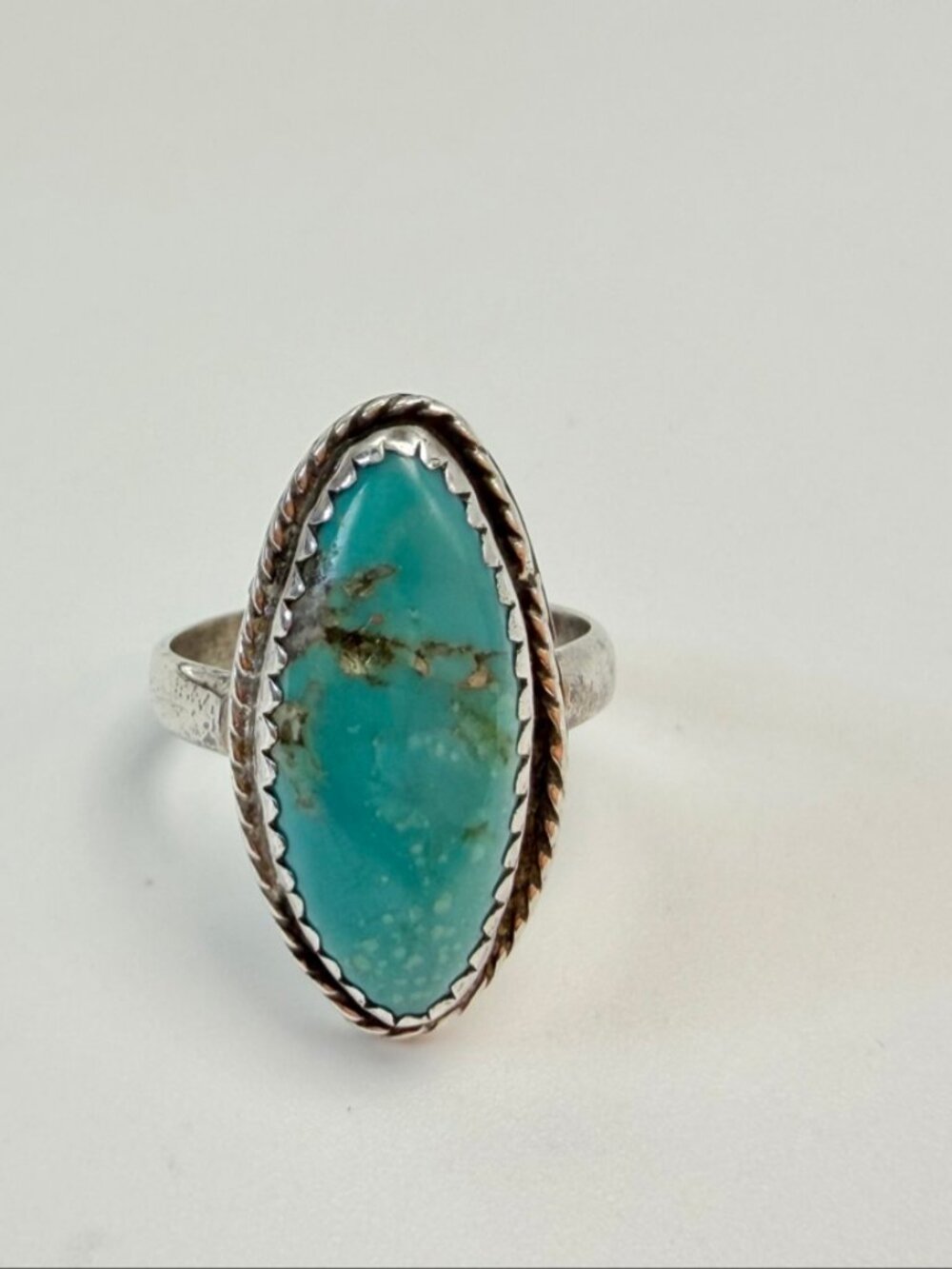 Vintage Sterling Silver Turquoise Ring Pictorial Antelope Head Hallmark